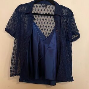 Ny jeans navy blue 2 piece blouse